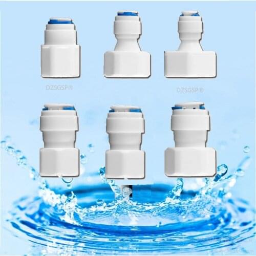 Reverse Osmosis RO Water System Fitting 1/4" 3/8" Inch 8mm OD Hose Tube 1/4" 1/2" 3/4" 1/8" Female Plastic Pipe Quick Connectors