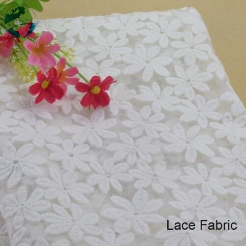 Cotton embroidery lace Fabric by the yard lace fabric shower curtain DIY Sofa Table Cloth Furniture Cover Cushion Fabric#4037