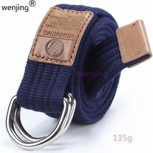 WOMEN unisex YOUNG STYLE canvas belt DOUBLE RING BUCKLE cotton canvas belt