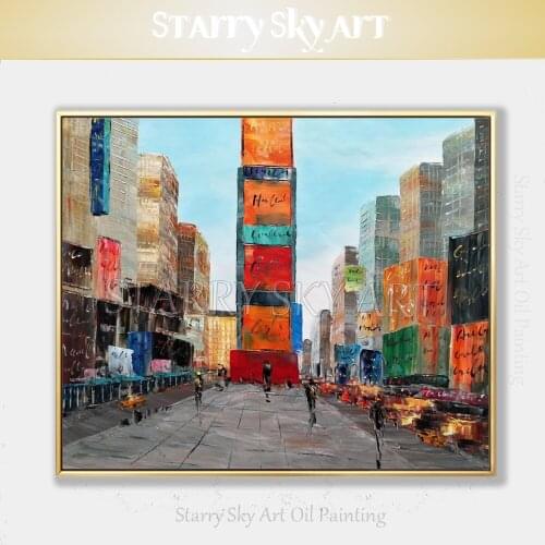 Skilled Artist Hand-painted High Quality Modern New York Times Square Oil Painting on Canvas Beautiful New York Street Painting