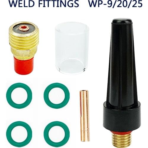 8Pcs/Set TIG Welding Torch Gas Lens Pyrex Cup Kit Durable Welding Accessories 2.4mm For WP-9/20/25 3/32" Series