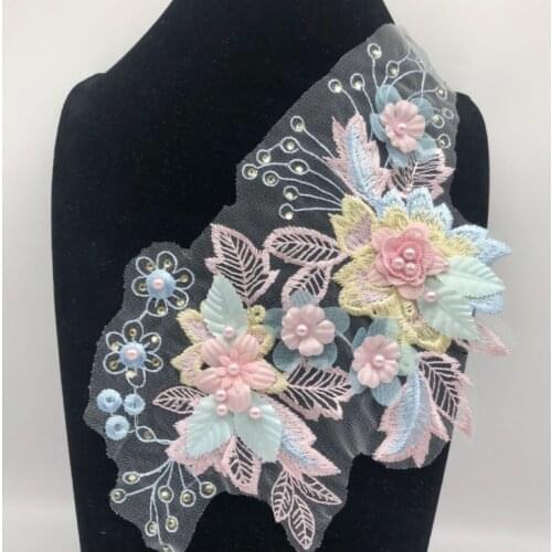1 Piece 2021 New 3D Flower Lace Collar DIY Embroidery Applique Neckline Sewing Fabric Decoration Clothing Accessories Scrapbook
