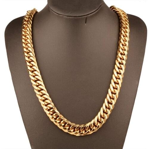 Cuba Link Chain Necklace Mens Stainless Steel Hip Hop Rock Necklace Steampunk Large Long Necklace Jewelry on The Neck Wholesale