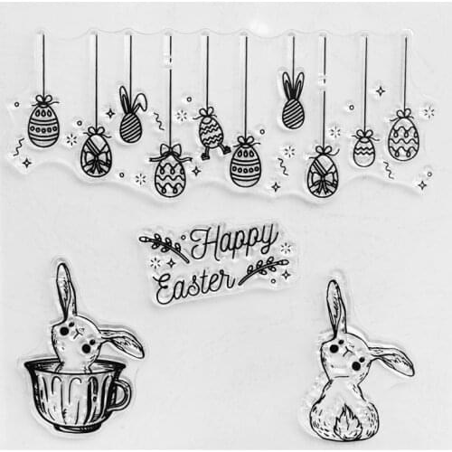 Easter Pendant Egg Bunny Silicone Clear Seal Stamp DIY Scrapbooking Emboss Album