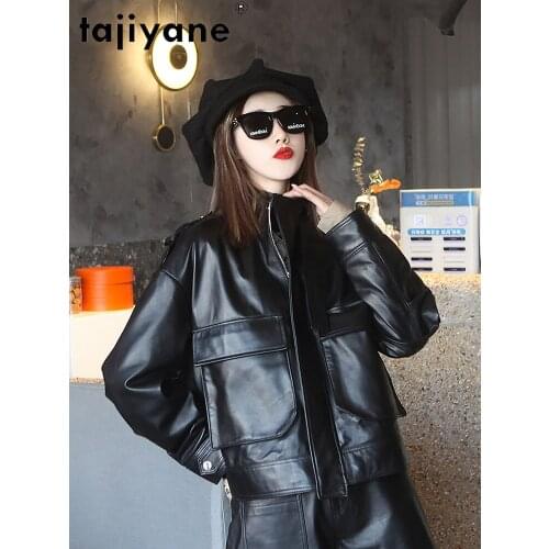 Jacket Leather Genuine Women Spring 2021 Casual Sheepskin Coat Female Biker Jackets Chaqueta Cuero Mujer Pph4454