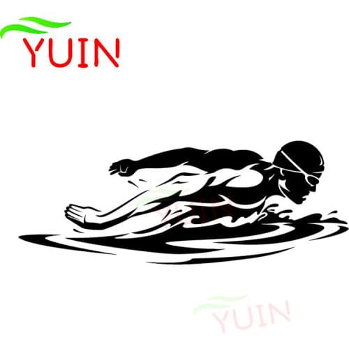Swimming Swimming Butterfly Stroke Fashion Car Sticker Personality Creative PVC Waterproof Decal Black/White/Red/Laser/Silver