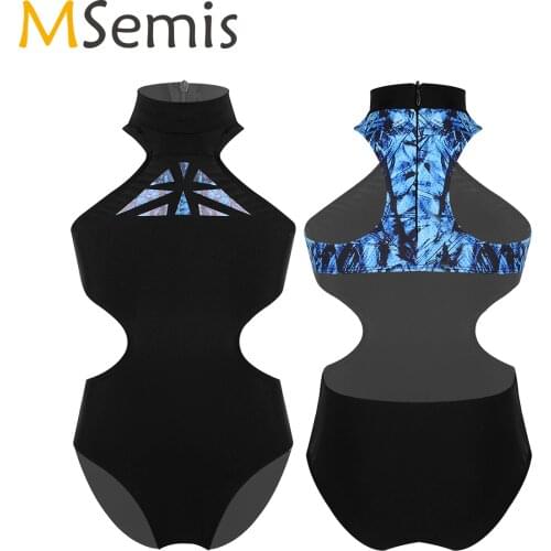 MSemis Kids Ballerina Ballet Dress Lyrical Dance Costume Toddler Star Printing Back&Waist Cutouts Gymnastics Leotards for Girls