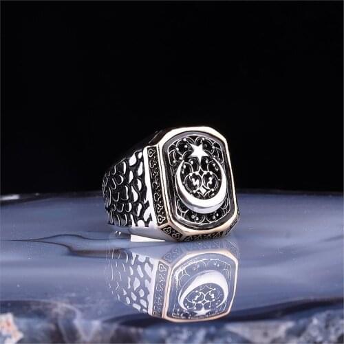 The moon the stars Pattern 925 Sterling 925 K Silver Men 'S Ring