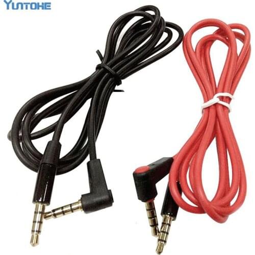 Wholesale 1.2M 3.5mm Male to Male Detox/Pro Headphone Replacement Audio Extension Cable AUX Cable Red Black 100pcs/lot