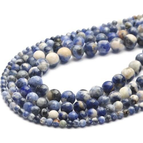 Wholesale Blue Sodalite Beads Natural Gems Stone Round Loose Beads For Jewelry Making 4mm-10mm Pick Size Diy Bracelet /Necklace