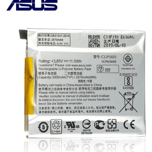 C11P1603 Orginal Battery For ASUS Zenfone 3 Zenfone3 ZS550 M630 Deluxe 5.7inch Z016D ZS570KL 2870mAh