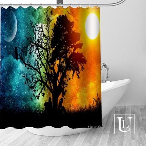 Custom Night scenery Bath Curtain Fabric Modern Shower Curtain bathroom beautiful Curtains Bath decor