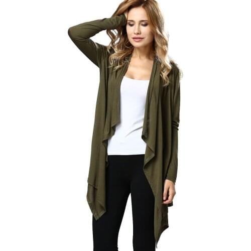 Casual Solid Ruffled Collar Long Sleeve Coats and Jackets Loose Bat Sleeved Open Stitch Style Jackets