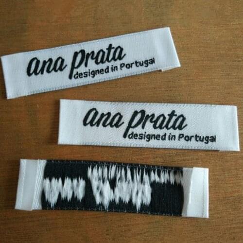 1000PCS Custom shop name End fold white cloth woven label shirt/dress 6 * 1.5 cm