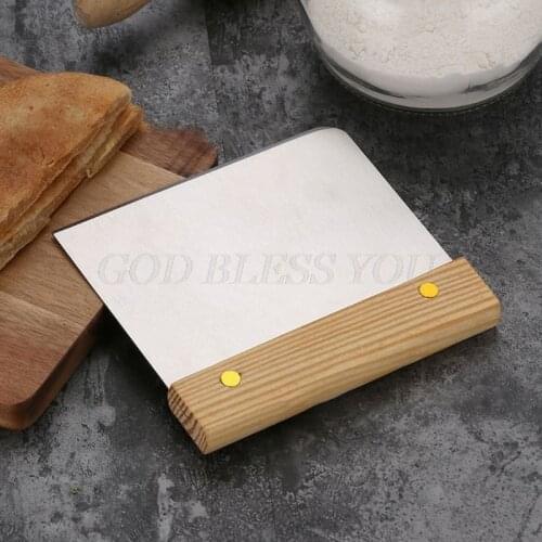 Stainless Steel Pizza Dough Scraper Wooden Handle Cake Bread Blade Pastry Spatulas Cutter Kitchen Baking Tools Drop Shipping