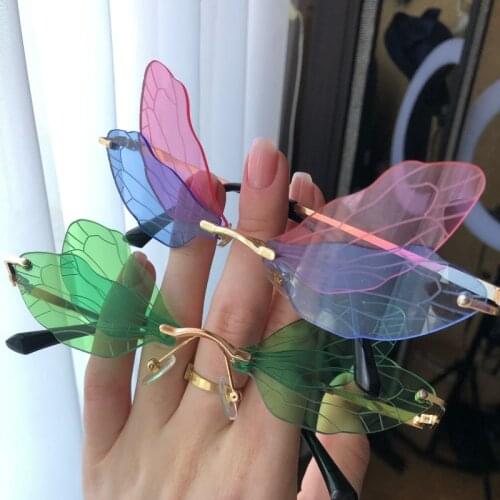 Vintage Wings Sun Glasses Fashion Luxury Men Women Metal Frameless Anti-Reflective Funny Butterfly Sunglasses Party Supplies