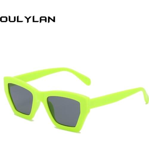 Oulylan 2021 Retro Women Sunglasses Cat Eye Sun Glasses Jelly Green Eyewear Men Shades UV400 Polygon Square Brand Designer