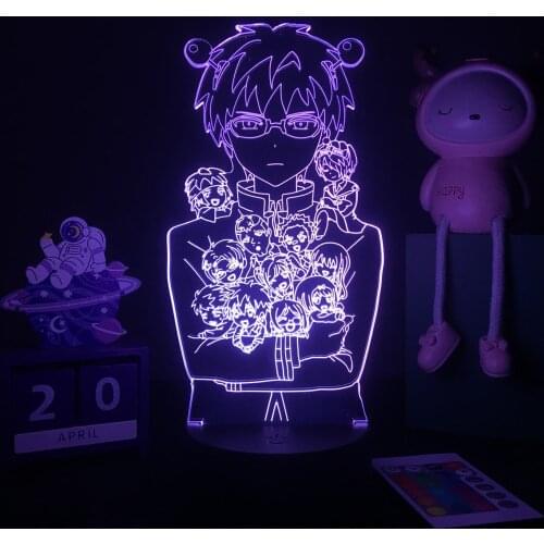 Anime Led Night Light The Disastrous Life of Saiki K Figure for Kids Child Bedroom Decor Cool Light Manga Gift