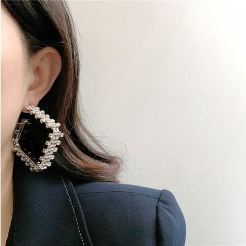 TIMEONLY Hyperbole Square Hollow Hoop Earring Bling Bling Rhinestones Geometrical Earrings Delicate Jewellery for Women Girls