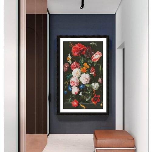 Peony flower vase Chinese style embroidery kit DIY DMC needlework set oil painting flower embroidery home decoration painting