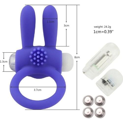 Vibrating Dildo Ring Exercise Stimulator Massage Silicone and ABS Adult Sex Toy for Men Couples 8 x 3.7cm
