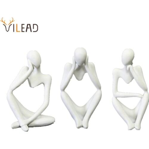 VILEAD Natural Sandstone Meditation Thinker Statuettes Character Figurines Modern Ornament Home Decor New Year Decoration