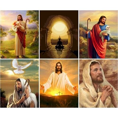 YI BRIGHT DIY Square Round Diamond Painting Religious Acrylic Mosaic Unique Gift Jesus Embroidered Furniture Decoration