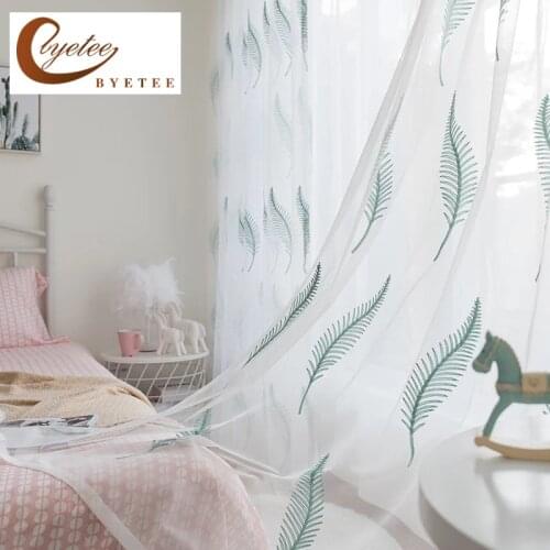 Feather Embroidery window curtain yarn bedroom living room tulle curtains white curtains sheer curtain embroided