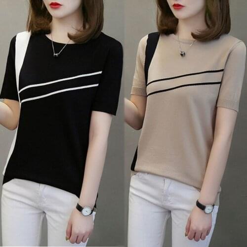 Woman TShirts Summer Clothing Short Sleeve T-shirt Womens Knitwear Loose Top Crop Top Mujer Camisetas