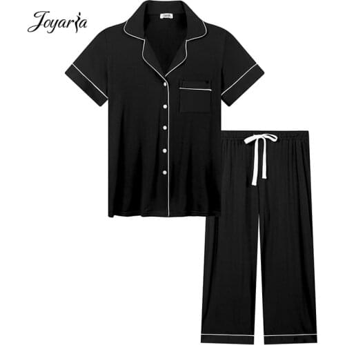 Joyaria Womens Bamboo Pajamas Sets Pyjama Women Sleepwear Sets Spring Summer Autumn Homewear Cooling Pj Set