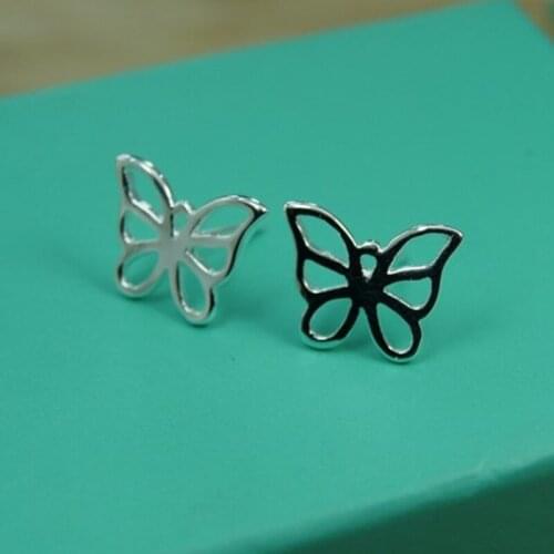 925 Sterling Silver Elegant Butterfly Stud Earrings For Woman Wedding Engagement Fashion Party Charm Jewelry