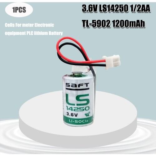 1pcs/lot New Original SAFT LS 14250 LS14250 14250 3.6V 1/2 AA 1/2AA primary battery LS14250 PLC Lithium Battery With Plug