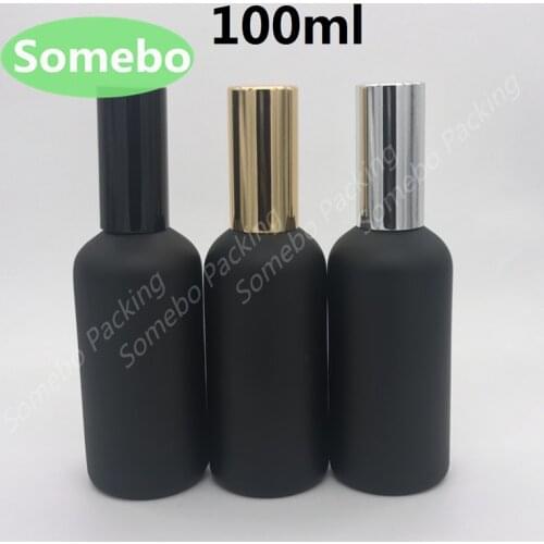 10pcs/lot 100ML Empty Matte Black Glass Spray Bottle with Fine Mist Sprayers for Essential oil, 100cc Frosted Black Glass Bottle