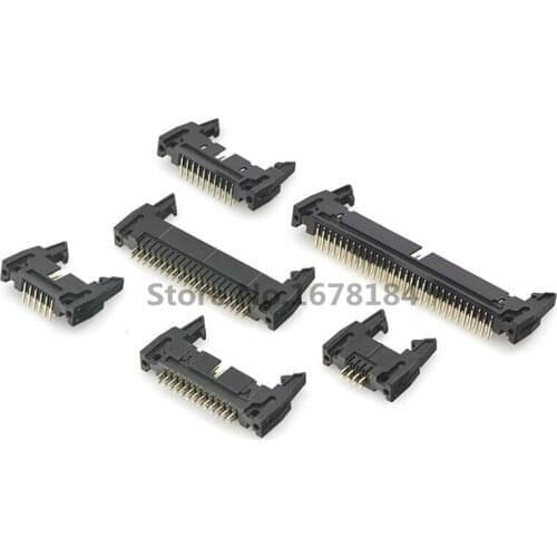 100Pcs 2.54mm Pitch DC2 Male IDC Connector Socket Header With Hook Horn Sample 8P 10P 12P 14P 16P 20P 24P 26P 30P 34P 40P 50P