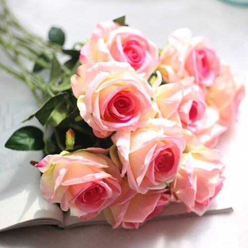 20Pcs/Lot Roses Banquet/Home/Wedding Decoration Artificial Flowers Bride Bouquet Flower Blossom Roses