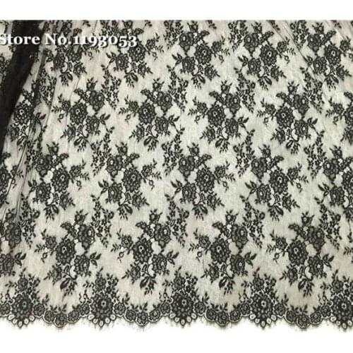 3 Meter /Lot Europe Eyelash Lace Fabric 150CM Lace Trim Wedding Dress Handmade Diy Black White Sewing Clothing Accessories