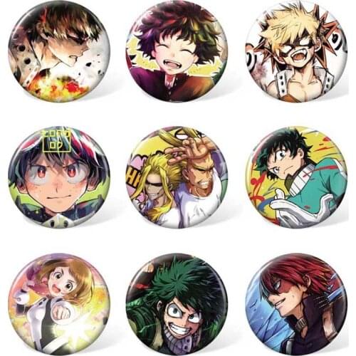 9pcs/set ) Anime My Hero Academia All Might Badge Midoriya Izuku Anime Brooch Todoroki Shouto Badge