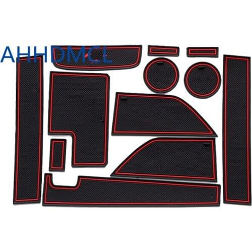 Car Anti-Dirty Pad Door Groove Gate Slot Cup Armrest Storage Pad Anti-Slip Mat For Ford Mustang 2015 2016 2017