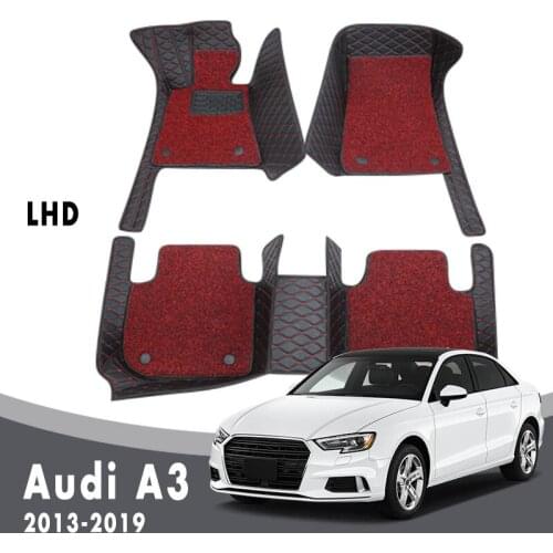 Car Floor Mats For Audi A3 2019 2018 2017 2016 2015 2014 2013 Carpets Luxury Double Layer Wire Loop Interior Accessories Parts