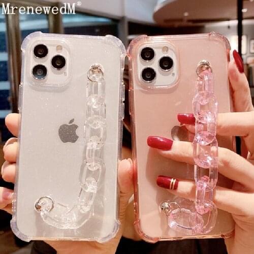 Candy Color Bracelet Glitter Clear Soft Case For iPhone 11 12 Pro X XR XS Max Shockproof Transparent Phone Cover On SE2 7 8 Plus