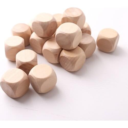 2cm 200pc Wooden Beads Geometric Natural Polyhedron Faceted Cube BPA Free Wood Teether DIY Accessories Chew Toy Baby Teething