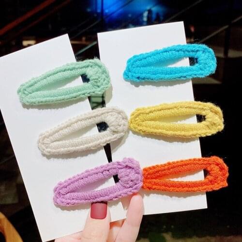 Children Cute Colors Knitting Hollow Solid Ornament Hair Clips Girls Lovely Water Drop Barrettes Hairpins Kids Hair Accessories