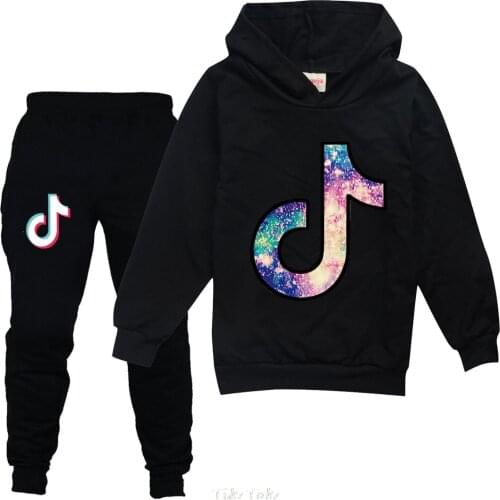 2-13Y Kids Tik Tok Long Sleeve T-Shirt+Black Pant 2Pcs Sets Girls Boys Clothes Children Casual Amongus Impostor Tracksuit