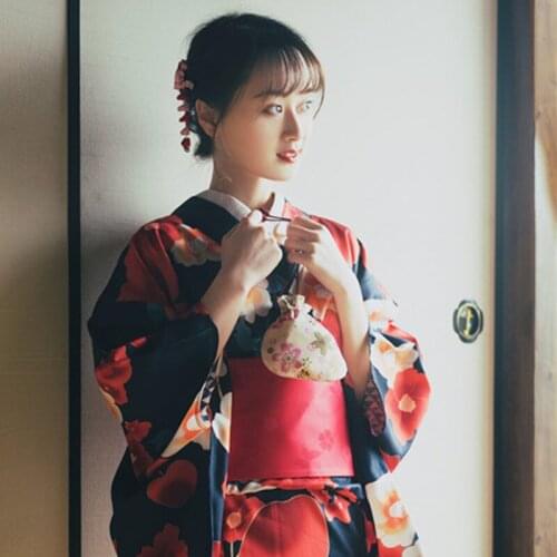 Japanese Womens Yukata Kimono Yukata Four Seasons Photography Dress Cosplay Costume Vintage Clothing Long-Sleeved
