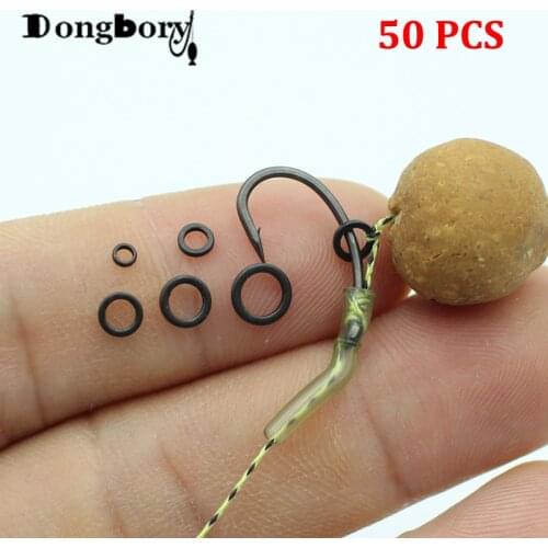 50pcs Carp Fishing Accessory Rig Rings 2.0mm 3.1mm 3.7mm 4.4mm 5.3mm Blowback Rig Ring Round Matt Black Terminal Tackle