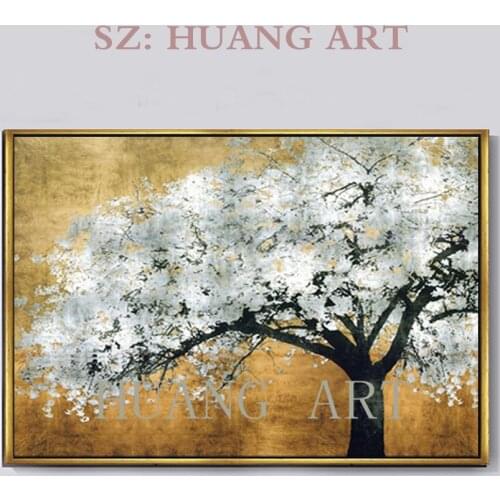 Best Artist Modern Handpainted Nordic Lucky Autumn scenery Tree Canvas Painting Art Wall Pictures For Living Room Home Coffee De