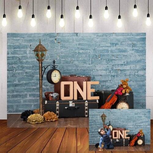 Mehofond Photography Background Vintage Brick Wall Violin Street Light Suitcase Baby Birthday Portrait Photo Studio Backdrop