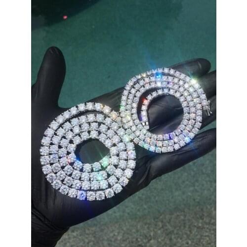 Trendy Tennis necklace Round 3/4/5/6mm AAAAA cz White Gold Filled Party Wedding Pendant necalace for women Men Hiphop Jewelry