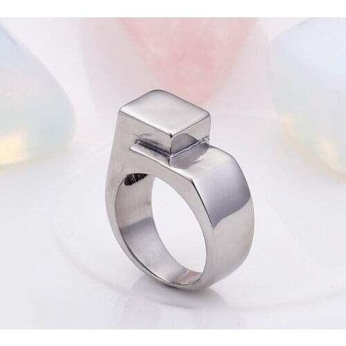 Geometric Stainless Steel Ring For Men Simple And Ordinary Ring For Male Fashion Finger Metal Jewelry