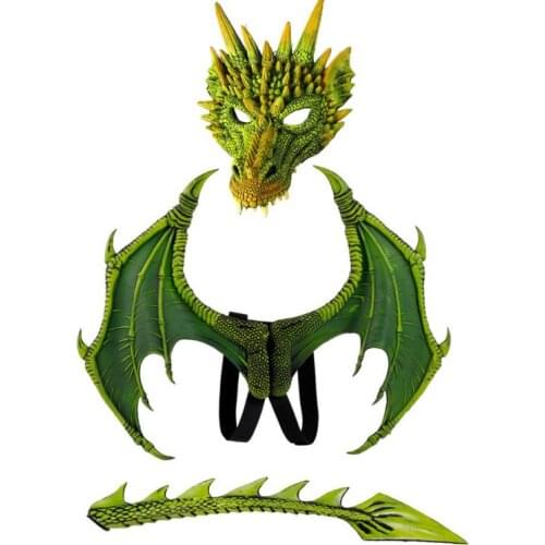 Demon Dragon Cosplay Costume Dinosaur Set Wing and Masks Christmas Halloween Carnival Kid children Gift Party Props